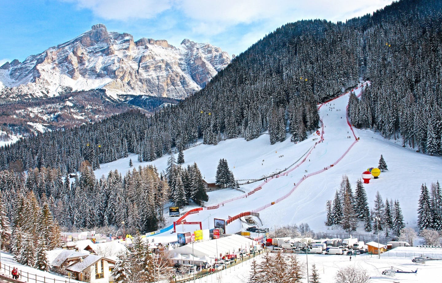 Winter view over the Sella Group and the Val de Misdé.